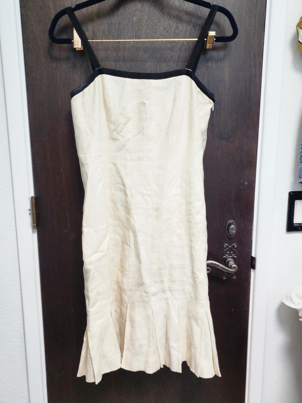 Lauren Ralph Lauren 100% Linen Grosgrain Ribbon Contrast Trim Trumpet Dress 6 - Picture 1 of 9